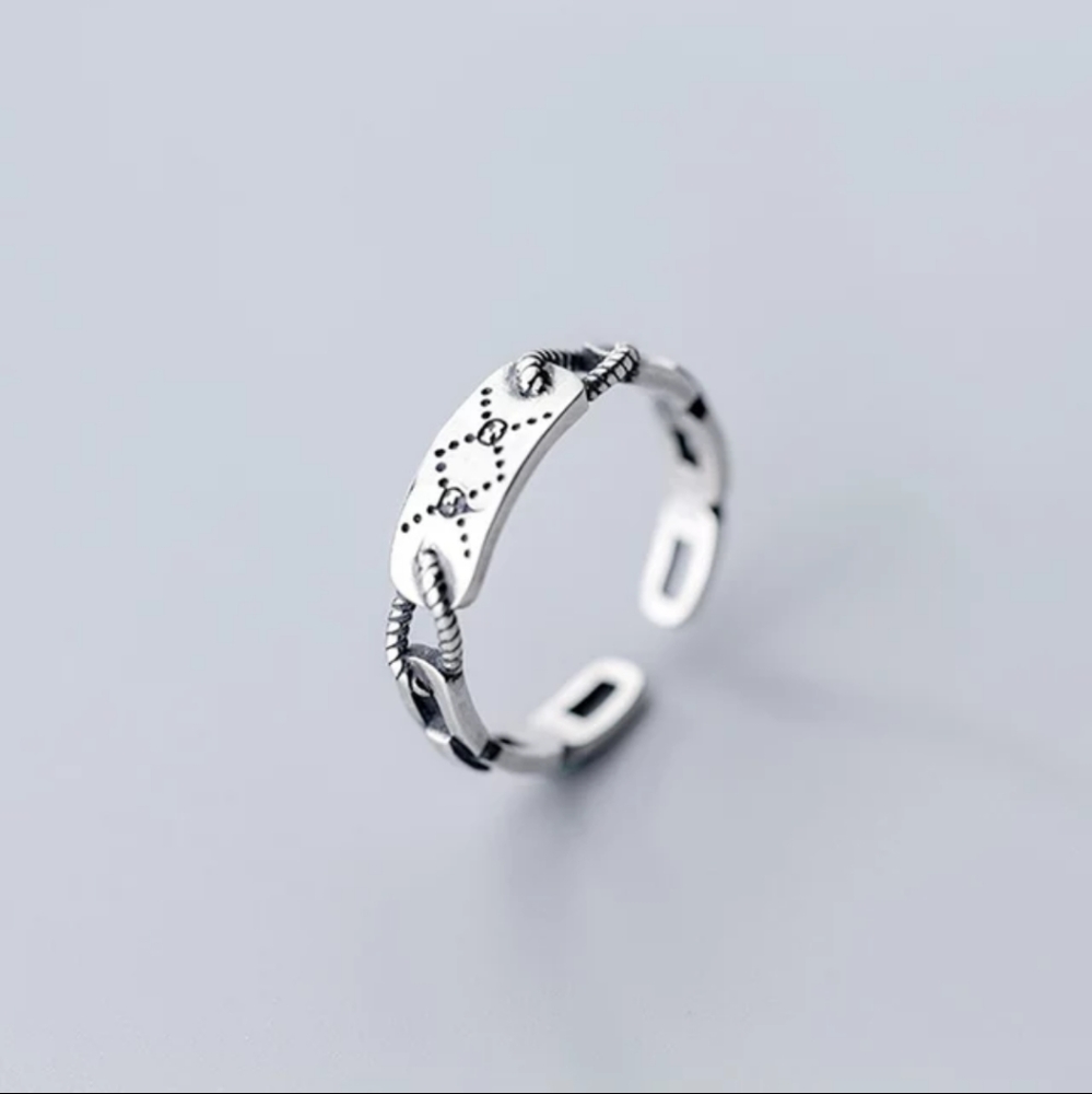 NEW S925 Minimalist Twist Chain & Bar Ring - Picture 2 of 8